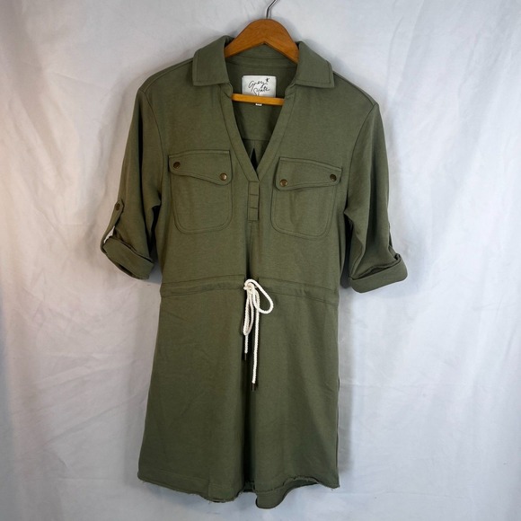 Grey State Drawstring Waist Boho Casual Cool Soft Fleece Active Dress Size XS - Picture 10 of 10